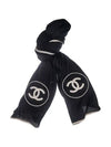 Scarf Cashmere Silk Black Ivory - CHANEL - BALAAN.