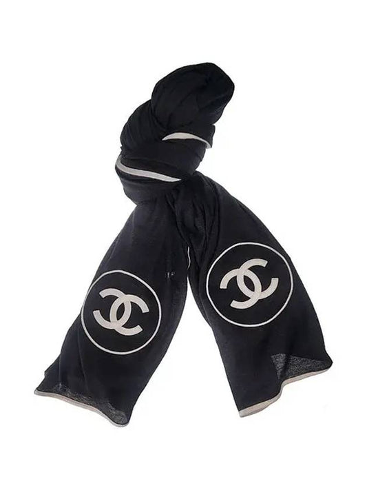 CC Logo Cashmere Silk Scarf Black - CHANEL - BALAAN 2