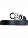 Reversible Gancini Leather Belt Black Navy - SALVATORE FERRAGAMO - BALAAN 2