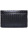 Women s 608232 Black Intrecciato Medium Clutch Bag - BOTTEGA VENETA - BALAAN 3