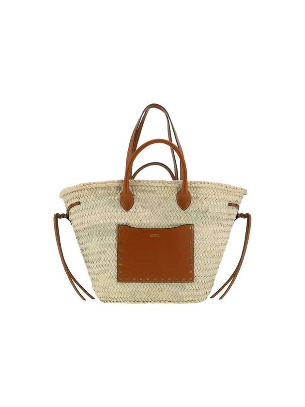 Cadix Raffia Leather Basket Tote Bag Natural Cognac - ISABEL MARANT - BALAAN 1