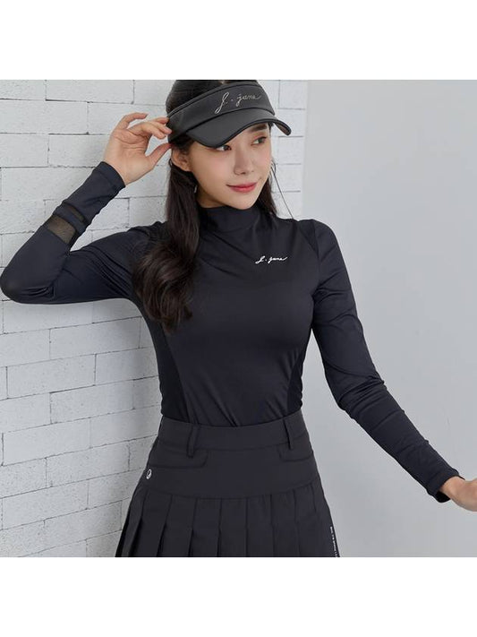 Golf Wear Mesh Ribbon Cooling Long Sleeve T-shirt Black - J JANE - BALAAN 1