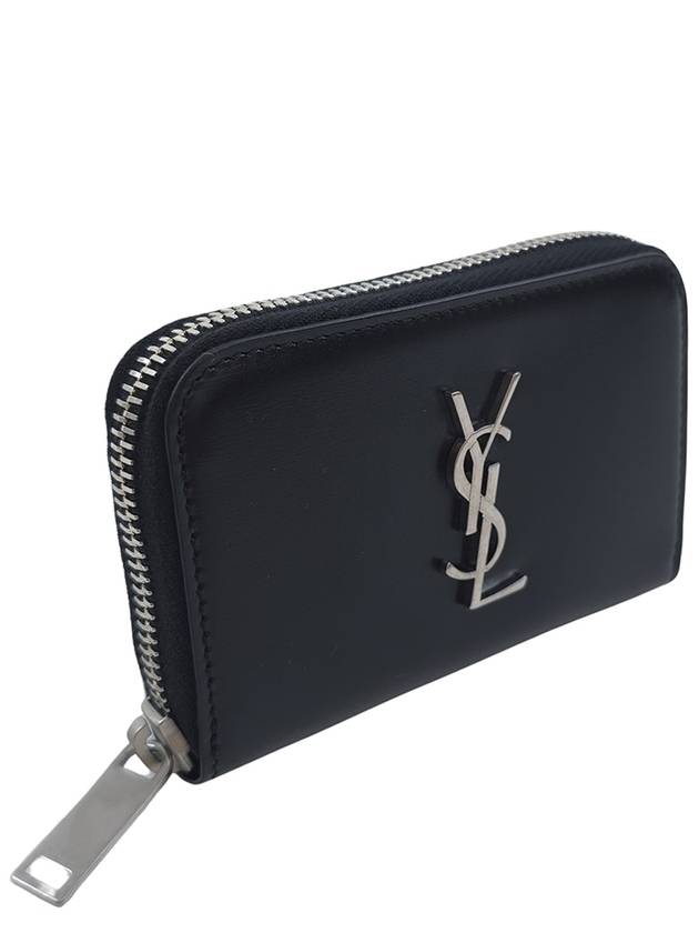 Monogram Zipper Silver Card Wallet Black - SAINT LAURENT - BALAAN 4