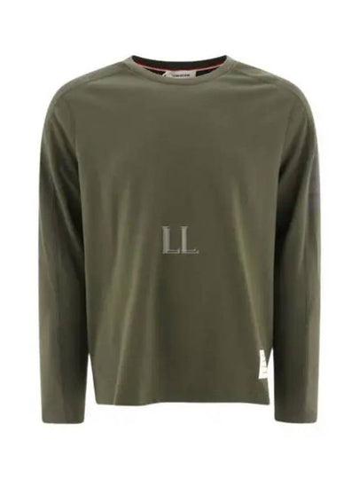 4-Bar Striped Cotton Long Sleeve T-Shirt Green - THOM BROWNE - BALAAN 2