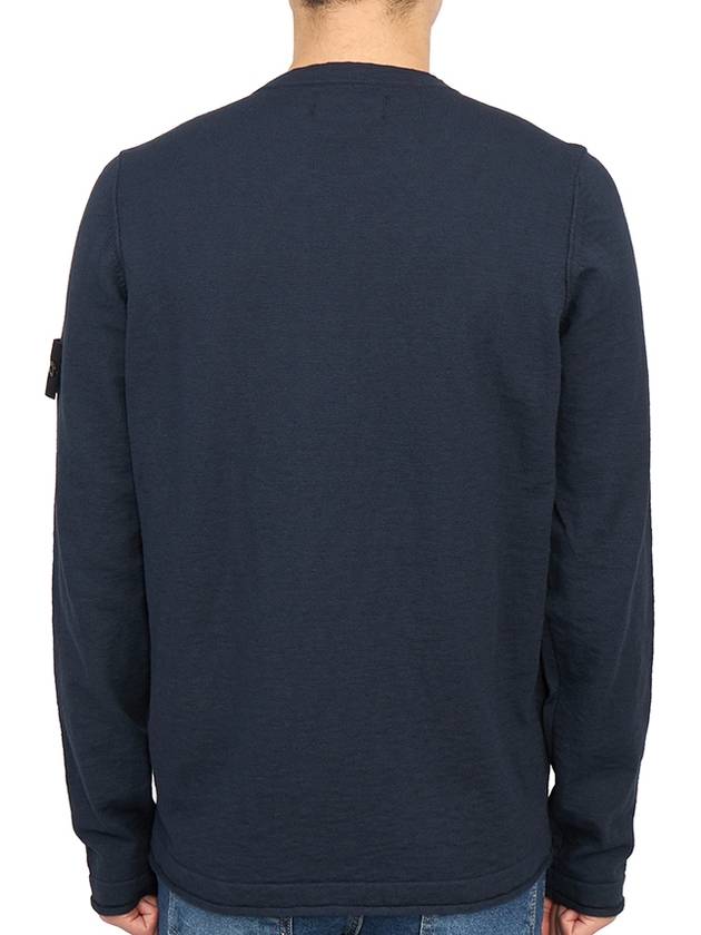 Logo Patch Crew Neck Cotton Nylon Knit Top Navy - STONE ISLAND - BALAAN 5