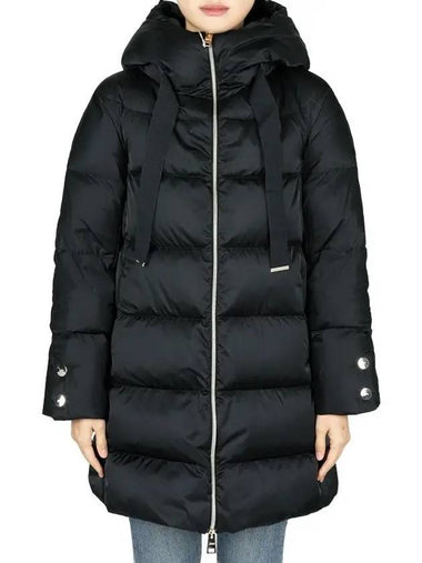 Women s Hooded Satin Down Padded Jacket Black PI1304D 12170Z 9300 - HERNO - BALAAN 1