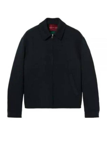 Jacquard Wool Zip-Up Jacket Dark Blue - GUCCI - BALAAN 2