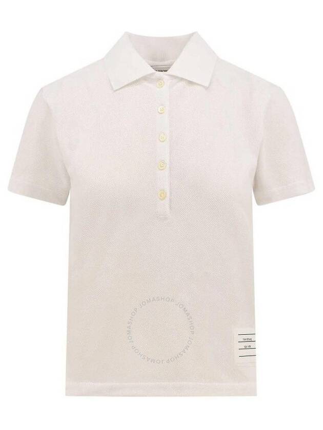 Classic Pique Center Back Stripe Relaxed Fit Short Sleeve Polo Shirt White - THOM BROWNE - BALAAN 2