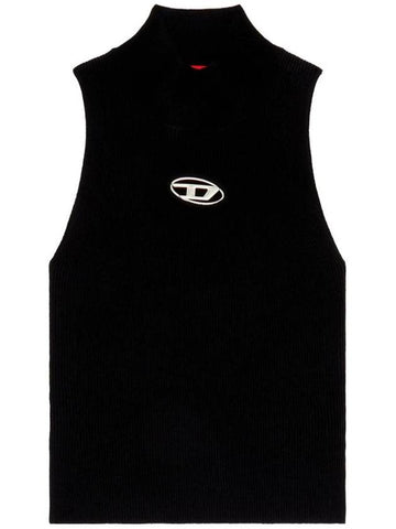 Ribbed Knit Turtleneck Sleeveless Black - DIESEL - BALAAN 1