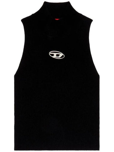 Ribbed Knit Turtleneck Sleeveless Black - DIESEL - BALAAN 1