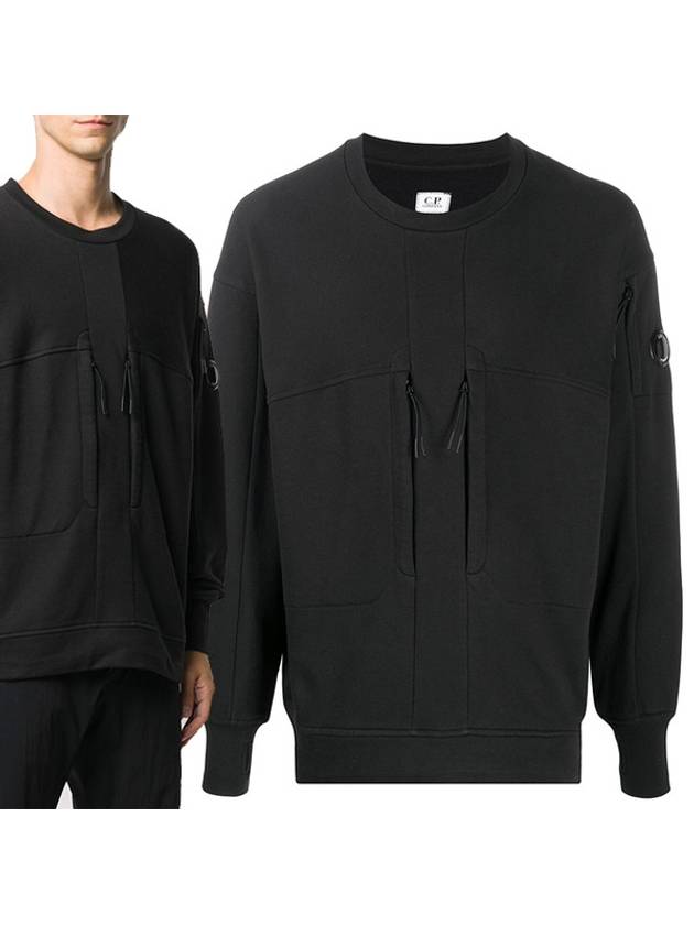 Lens Wappen Two Pocket Sweatshirt Black - CP COMPANY - BALAAN 2