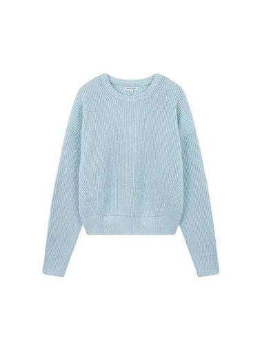 Ribbed Cotton Crewneck Knit Winnie Sweater Light Blue - REFORMATION - BALAAN 1