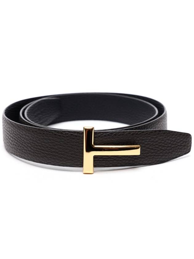 Reversible T Logo Leather Belt Dark Brown - TOM FORD - BALAAN 2