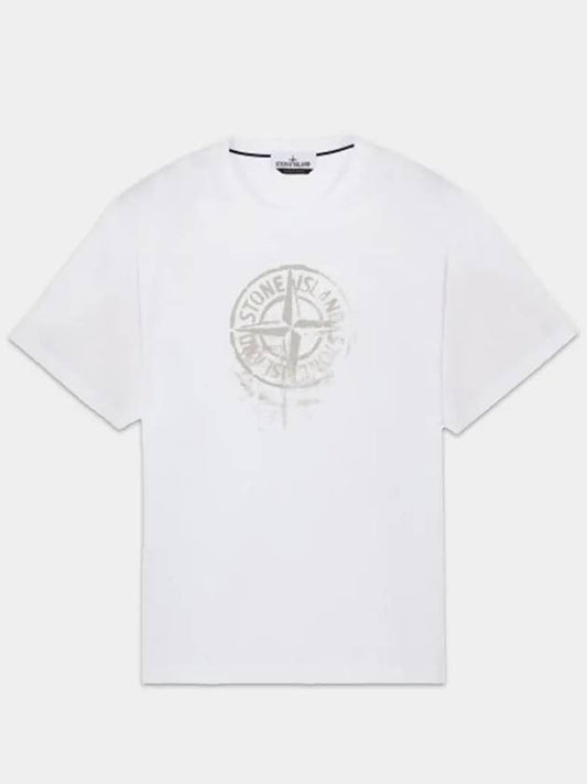 Men's Logo Print Crew Neck Short Sleeve T-Shirt White - STONE ISLAND - BALAAN 2