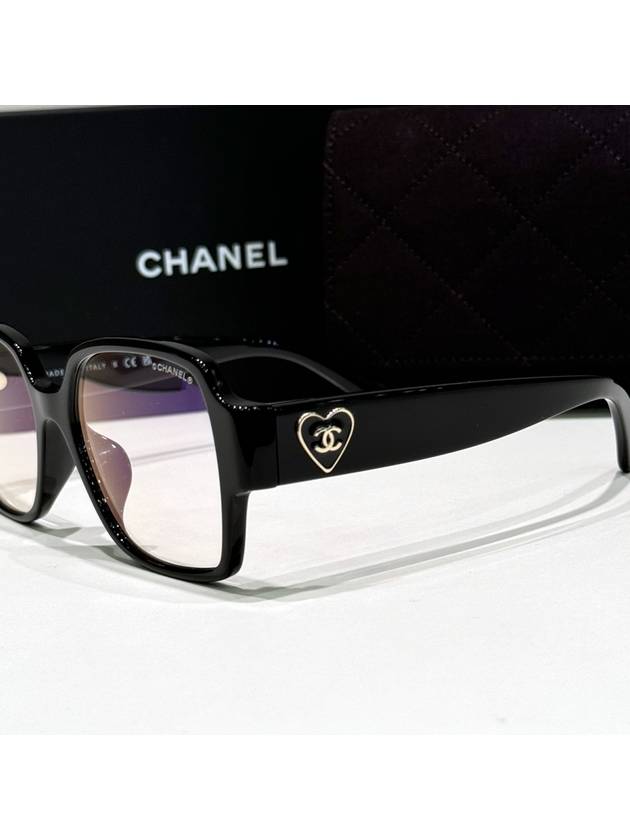 Glasses Classic Square Horn Rim Side Heart Logo - CHANEL - BALAAN 5