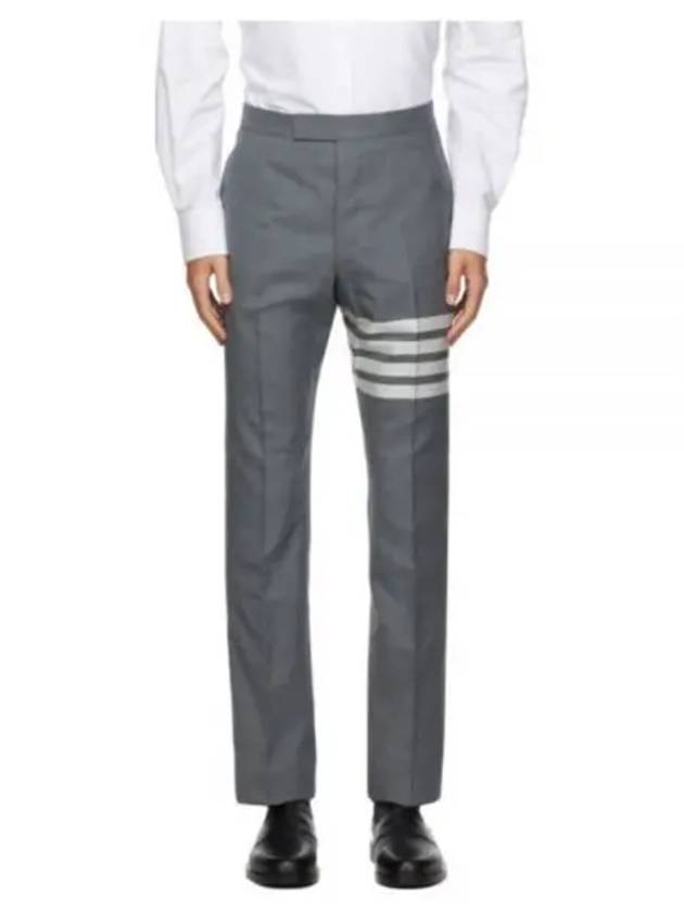 Diagonal Plain Weave Classic Wool Slacks Medium Grey - THOM BROWNE - BALAAN 2