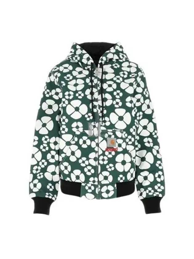 Floral Print Hooded Jacket Green - MARNI - BALAAN 2