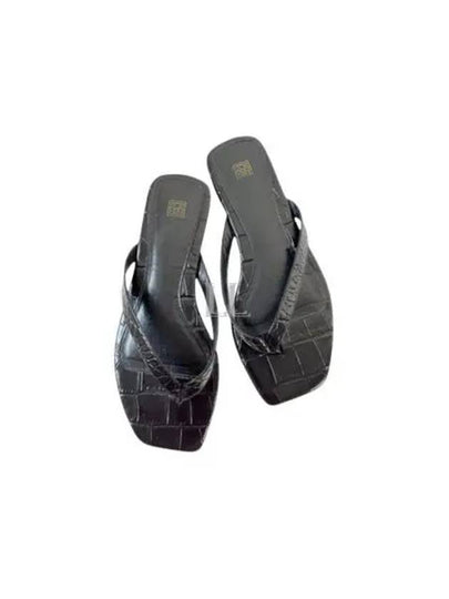 Square Toe Flip Flops Black - TOTEME - BALAAN 2