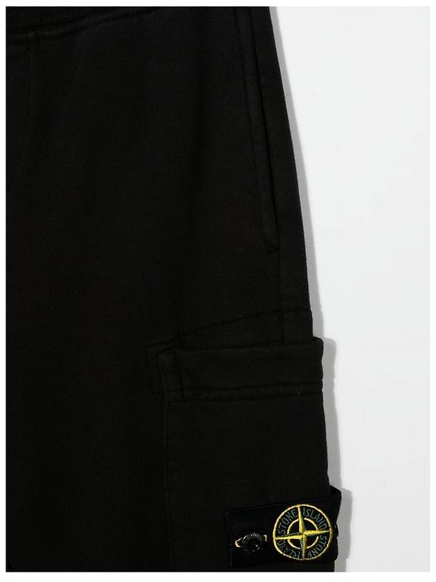 Men's Wappen Patch Cotton Fleece Track Pants Black - STONE ISLAND - BALAAN 9