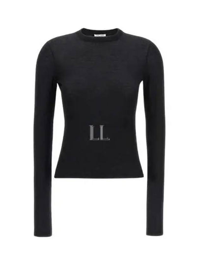 Crew Neck Cashmere Wool Silk Knit Top Black - SAINT LAURENT - BALAAN 2