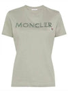 Embroidered Logo Cotton Short Sleeve T-Shirt Sage Green - MONCLER - BALAAN 2