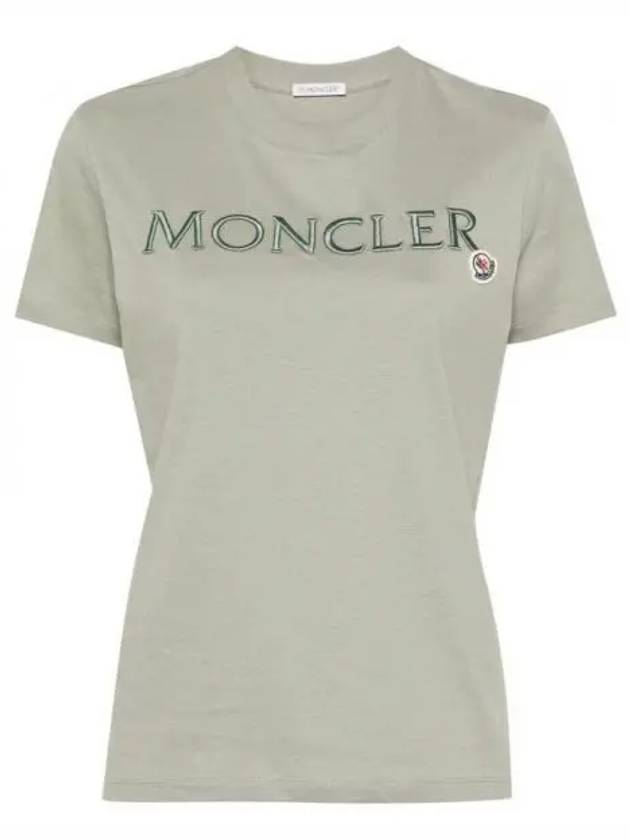 Embroidered Logo Cotton Short Sleeve T-Shirt Sage Green - MONCLER - BALAAN 2