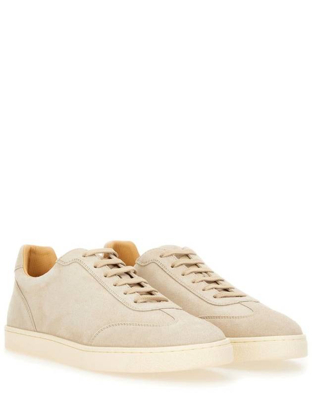 Almond Toe Leather Low Top Sneakers Neutrals - BRUNELLO CUCINELLI - BALAAN 3