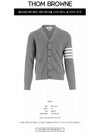 4-Bar Striped Waffle High V-Neck Cardigan Light Grey - THOM BROWNE - BALAAN 3