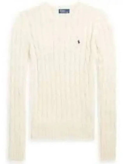 Embroidered Logo Pony Cable Knit Top Cream - POLO RALPH LAUREN - BALAAN 2