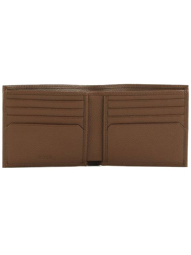 Logo Lettering Leather Half Wallet Brown - HUGO BOSS - BALAAN 3