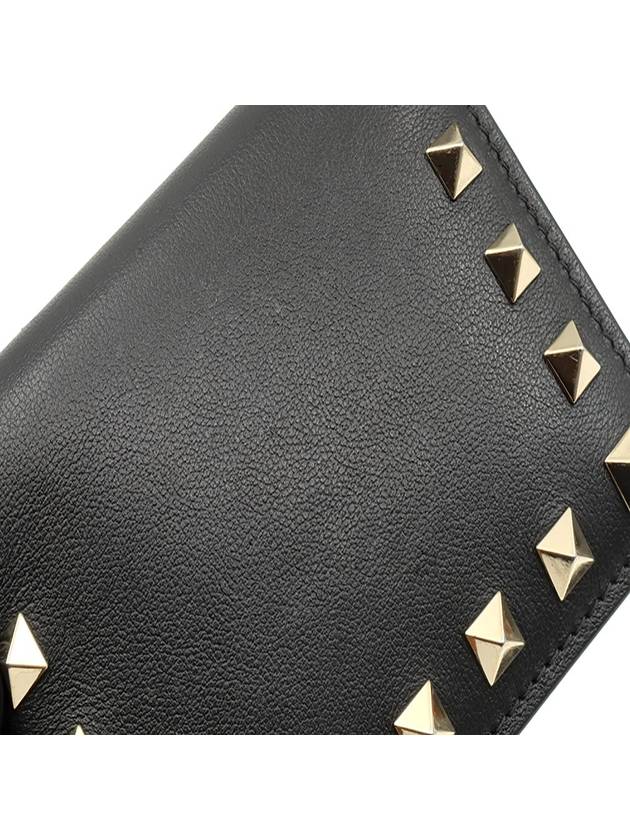 Black Calfskin Rockstud Compact Half Wallet UW2P0R39BOL - VALENTINO - BALAAN 5