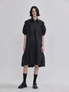 Rai Rai signature silhouette cancan lace punching leather dress black - LIE - BALAAN 10