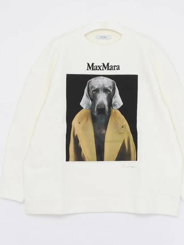 Embroidered Logo Crewneck Sweatshirt White - MAX MARA - BALAAN 3