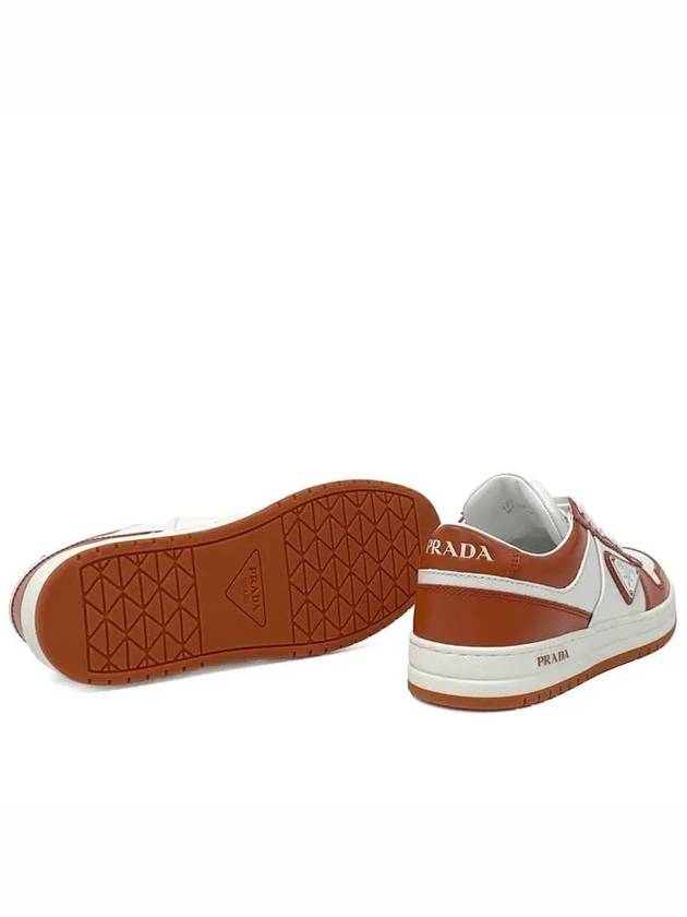 Downtown Perforated Leather Low Top Sneakers Orange - PRADA - BALAAN 4