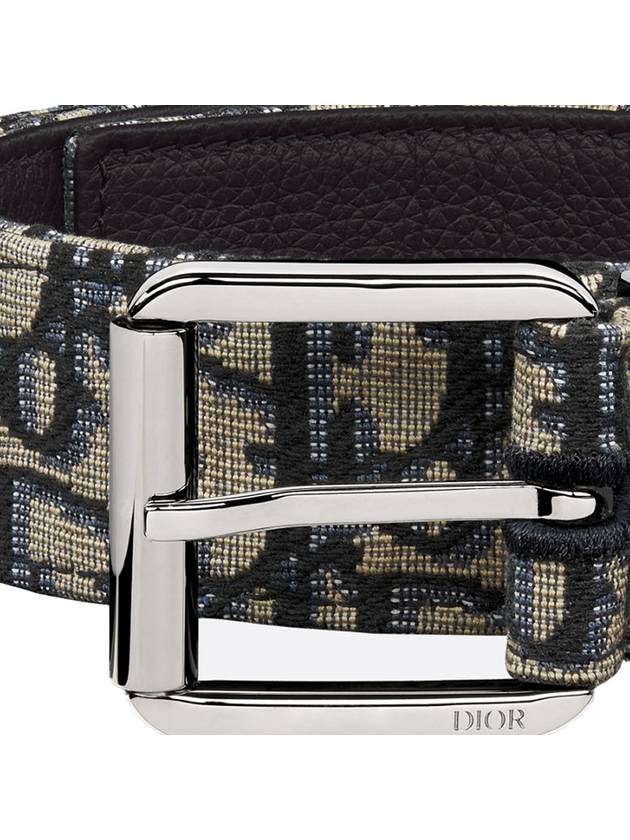 Logo Jacquard Leather Belt Black Beige - DIOR - BALAAN 5