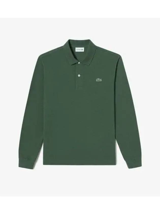 Men s Classic Fit Basic Long Sleeve Polo Khaki Green - LACOSTE - BALAAN 1