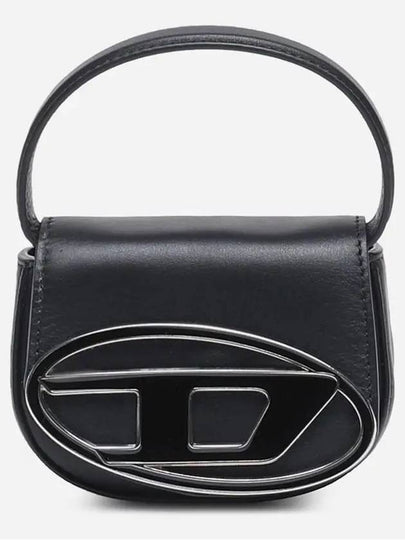 1DR Round Logo Leather Mini Shoulder Bag Black - DIESEL - BALAAN 2