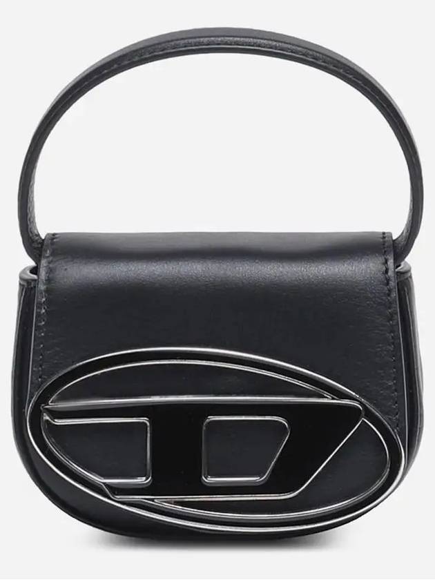 1DR Round Logo Leather Mini Shoulder Bag Black - DIESEL - BALAAN 3