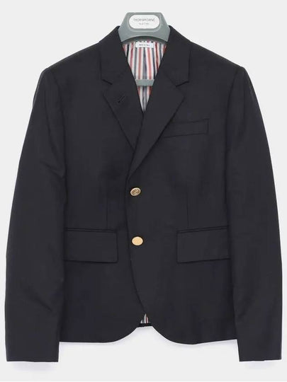 Women's Twill Slim Fit Single Breasted Wool Jacket Navy - THOM BROWNE - BALAAN 2