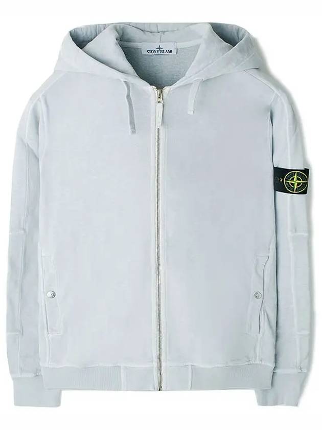 Men's Garment Dyed Malfile Zip Up Hoodie Sky Blue - STONE ISLAND - BALAAN 1