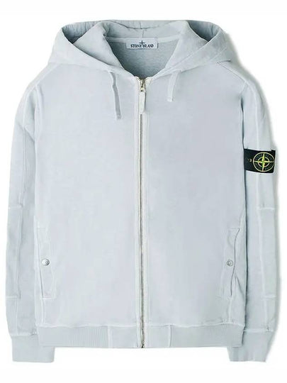 Men's Garment Dyed Malfile Zip Up Hoodie Sky Blue - STONE ISLAND - BALAAN 2