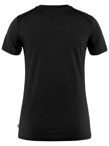 Women's Abisko Wool Short Sleeve T-Shirt Black - FJALL RAVEN - BALAAN 1