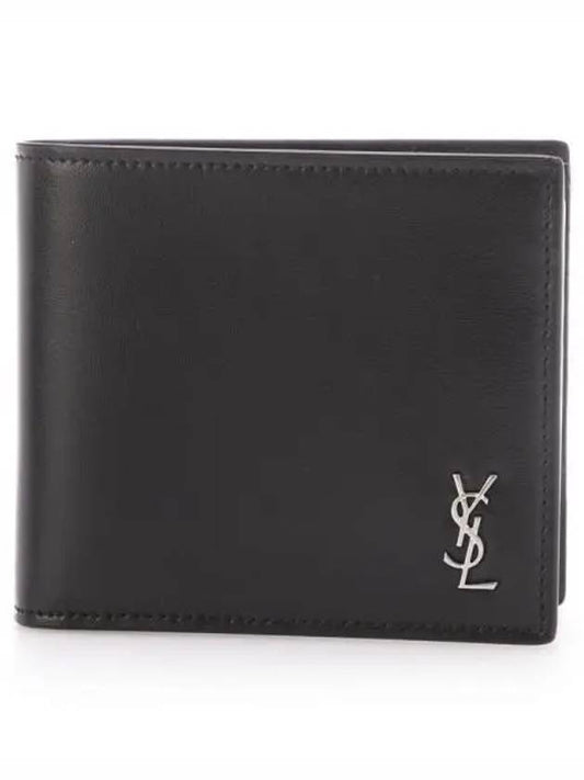 Tiny Cassandre East West Wallet in Matte Leather Black - SAINT LAURENT - BALAAN 2