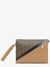 FF Motif Flat Leather Clutch Bag Brown - FENDI - BALAAN 2