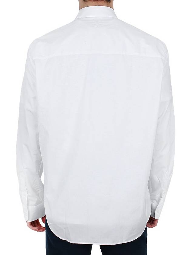 Heart Logo Tonal Cotton Poplin Long Sleeve Shirt White - AMI - BALAAN 5