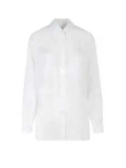 WoMen's EKD Jacquard Oversized Silk Shirt Optic White - BURBERRY - BALAAN 2