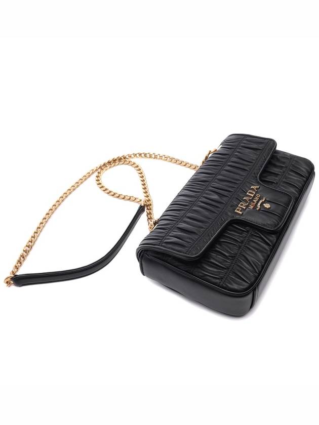 Goffre Leather Chain Shoulder Bag Black - PRADA - BALAAN 6