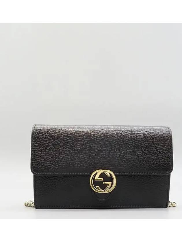 615523 Black leather interlocking WOC mini cross bag - GUCCI - BALAAN 2