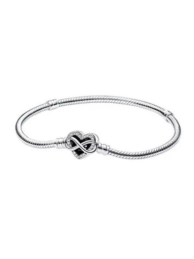 Moments Sparkling Infinity Heart Clasp Snake Chain Bracelet Silver - PANDORA - BALAAN 1