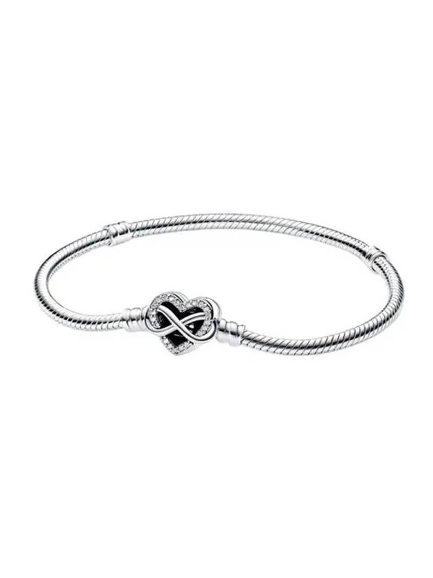 Moments Sparkling Infinity Heart Clasp Snake Chain Bracelet Sterling Silver - PANDORA - BALAAN 1